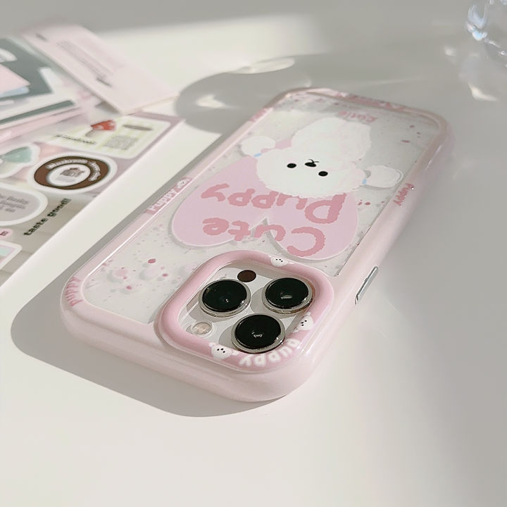 Sroof%20Case%20For%20iPhone%2011%2012%2013%2014%2015%20Pro%20Max%20Korean%20Girls%20Pink%20Cute%20Puppy%20Shockproof%20Silicone%20Soft%20Phone%20Case%20Back%20Cover%20-%20Image%202