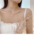 Elegant Imitation Pearl Choker Necklace- Clavicle Double Layer Chain Fashion Necklace-Women Wedding Jewelry Collar. 