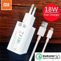Xiaomi Redmi Note 8 Pro Charger Original 18W Fast Charge Power Adapter for Xiaomi Mi 8 9 Redmi Note 7 9 10 Usb Type C 3A Cable. 