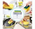 2 in one Special Soap Detergent Pump, Kitchen Scrubbing Liquid Detergent Dispenser Press-Type Liquid Box Scouring Pad Dishwashing Soap Box Kitchen Accessories. 