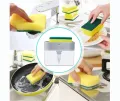 2 in one Special Soap Detergent Pump, Kitchen Scrubbing Liquid Detergent Dispenser Press-Type Liquid Box Scouring Pad Dishwashing Soap Box Kitchen Accessories. 