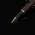 891 Brown Color 3d Pattern Chinese Dragon Golden Clip Roller Pen With M Nib For Antique Writing Metal S Pen. 