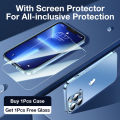 【Non-Yellowing】Sanptoch HD Clear Phone Case For iPhone 12 / 13 / 14 Pro Max Built-in Glass Camera Lens Protector PC Plating Hard Cover Original Slim Casing. 