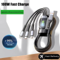 100W 3 In 1 Fast Charging Cable Nylon Universal Multi Charger Cable USB cable Type C Usb Micro For Iphone Samsung Huawei Xiaomi Multi Port Multiple Charging Wire. 