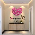 3D Mirror Acrylic Wall Stickers Wedding Room Beauty DIY Sets Wall Stickers Creative Romatical Love Heart Home Door Art Decoratin. 
