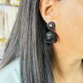 BOOM Gold, Silver, Black color cute jimmiky drop earring with white and black pearl and white stone for girl and women. 