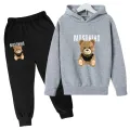 Children's Hoodie Cute Bear Print Sweatshirt Top+trousers 2P Boys Girls Boys Pullover Outdoor Sports Charming Fashion Casual Set. 