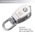6 Pcs M15 Single Pulley Block Hanging Wire Towing Wheel Swivel Lifting Wire Rope Cable Pulley Roller. 