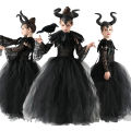Halloween Costume Maleficent Tutu Dress For Girls Cosplay Evil Queen Black Mesh Princess Dress Kids Crow Wand Maleficent. 