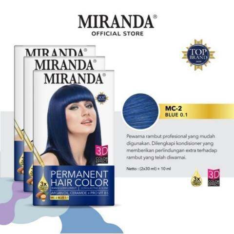 Jual MIRANDA Premium Hair Color 30ml / Cat Pewarna Rambut 3D Colour Blue (FROM MALAYSIA)