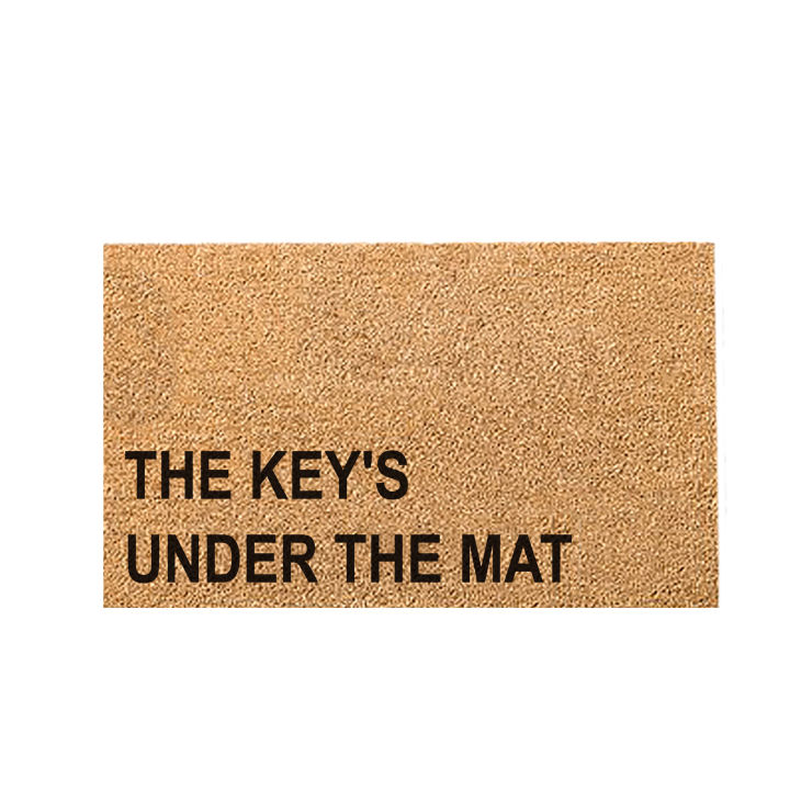 The Keys under the mat Personalised Welcome Rug. Coco Doormat. Coir Brush Mat. Welcome Rug. Welcome Carpet. Wording Rug