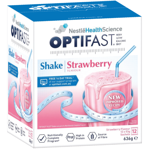 OPTIFAST STRAWBERRY 53G X 12, Very Low Caloric Diet (VLCD) Meal Replacement Shake for Weight Management