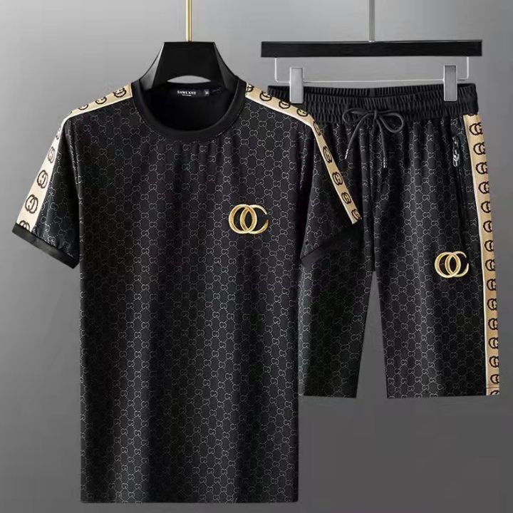 High-End%20Ice%20Silk%20Leisure%20Sports%20Suit%20Men's%20Fashion%20Embroidery%20Pu%20Shuai%20Summer%20Menswear%20Thin%20Short-Sleeved%20Shorts%20Two-Piece%20Suit%20-%20Image%207