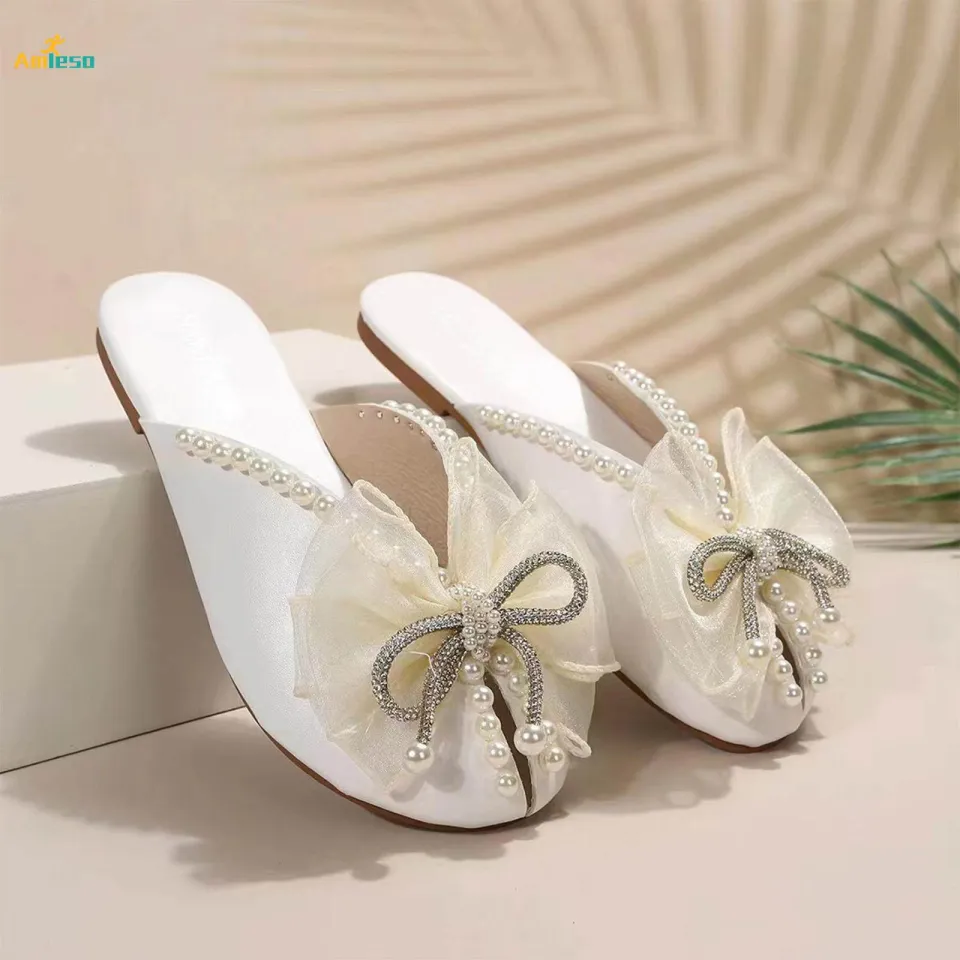 Fashion Sandals Flat Slippers Women Mules for Office Ladies Girls Streets White 36 Daraz.lk