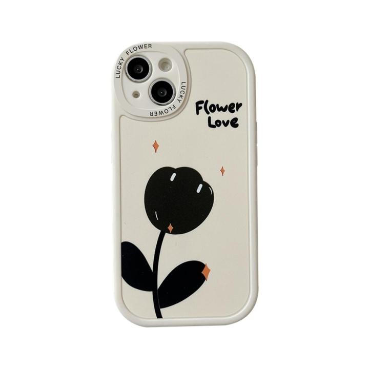 Olige Case For iPhone 14 Plus 13 12 11 Pro XS Max Mini X XR 8 7 Plus Korean Fashion ins Tulip Flowers Lens Protector For Girls Soft Phone Case Back Cover