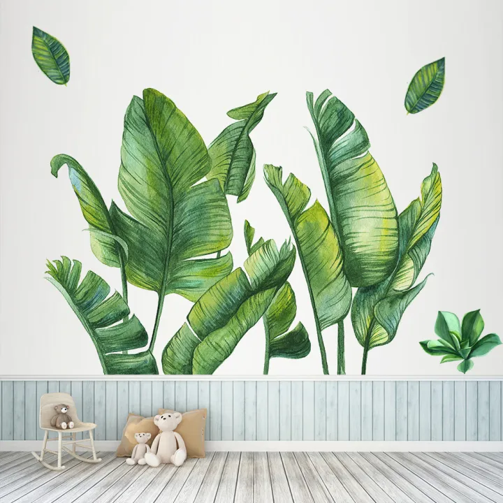 Surface%20Waterproof%20Background%20Home%20PVC%20Nursery%20Strong%20Stickiness%20Stickers%20Mural%20Art%20Home%20Decor%20Green%20Leaves%20Plant%20-%20Image%202