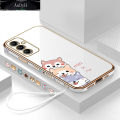 AnDyH Casing Case For Samsung Galaxy A14 5G 4G A24 A34 A54 A05S A15 A25 A35 A55 5G Case Fashion Cute Cartoon Dogs Luxury Chrome Plated Soft TPU Square Phone Case Full Cover Camera Protection Anti Gores Rubber Cases For Girls. 