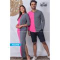 Series Couple Dark Grey Pink Side-by-Side Long T Long Sleeve Dress | AS2346. 