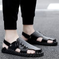 2023New Summer Men's Beach Sandals Handmade Leisure Beach Shoes Outer Wear Dual-Use Sandals Men's White Shoes. 