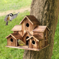 Bird House Wooden Bird Houses for Outside Hanging, 6 Hole Handmade Natural Bird House. 