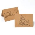 10 s Happy Birthday Cards Fold Up Kraft Paper Postcard Gift Decoration Blank Greeting Card Birthday Invitations Gift Card. 