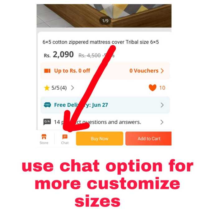 6.5%C3%976.5%20(9%20inch)%20Big%20Size%20Cotton%20Zippered%20Mattress%20Cover%2078*78*9%20-%20Image%203