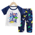Yfashion 2pcs Boys Cotton Pajamas Set Short Sleeve Trousers Suit Air Conditioning Clothes For 1-6 Years Old Kids. 