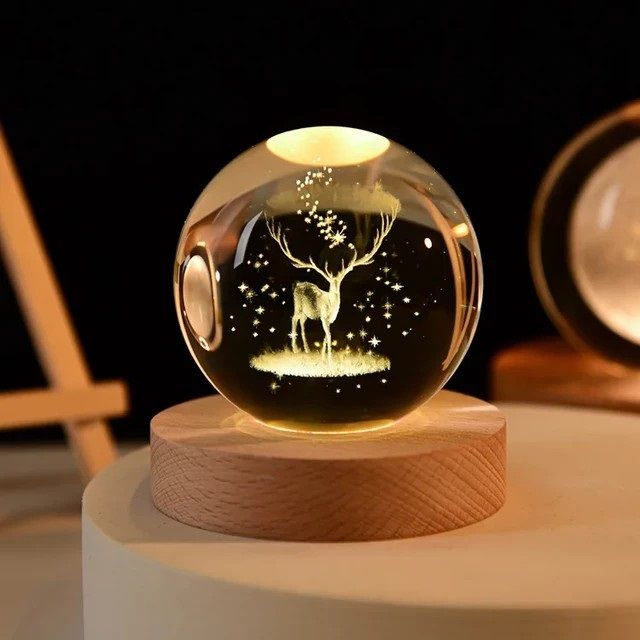3D Crystal ball  Laser Engraved USB LED Night Light Birthday Christmas Gift Glass Sphere Home Decoration
