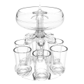 Party Drink Dispenser with 6 Shot Glasses Set - Acrylic Touchless. 