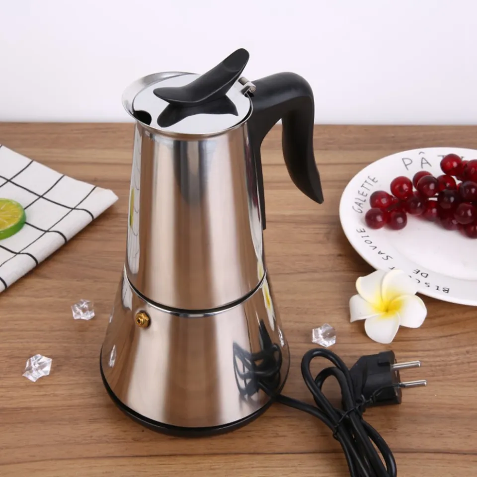 Electric Stove Espresso Maker Moka Pot 6 Cups Percolator Coffee Pot Electric  Stainless Steel Classic Cafe Maker EU Plug | Daraz.lk