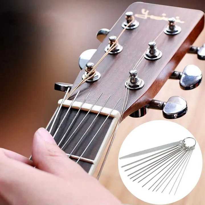 13Pcs%20Guitar%20Nut%20Files%20Set%20Bridge%20Saddle%20Nut%20Files%20+%2032%20Blades%20Feeler%20Gauge%20Dual%20Marked%20Metric%20and%20Imperial%20Gap%20Measuring%20Tool%20+%209%20Sheet%20Sandpaper%20-%20Image%202