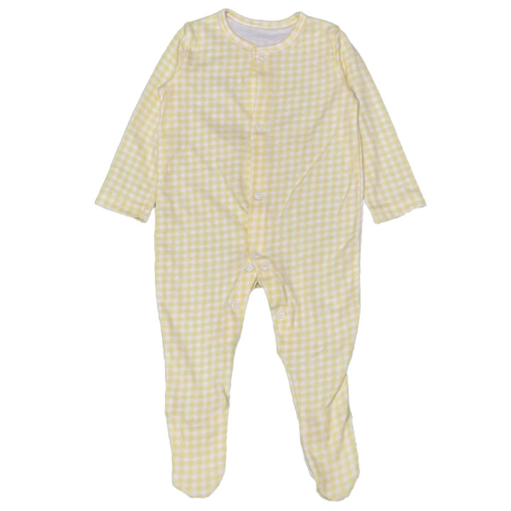 Baby Sleep Suit Yellow Check Printed 3-6months