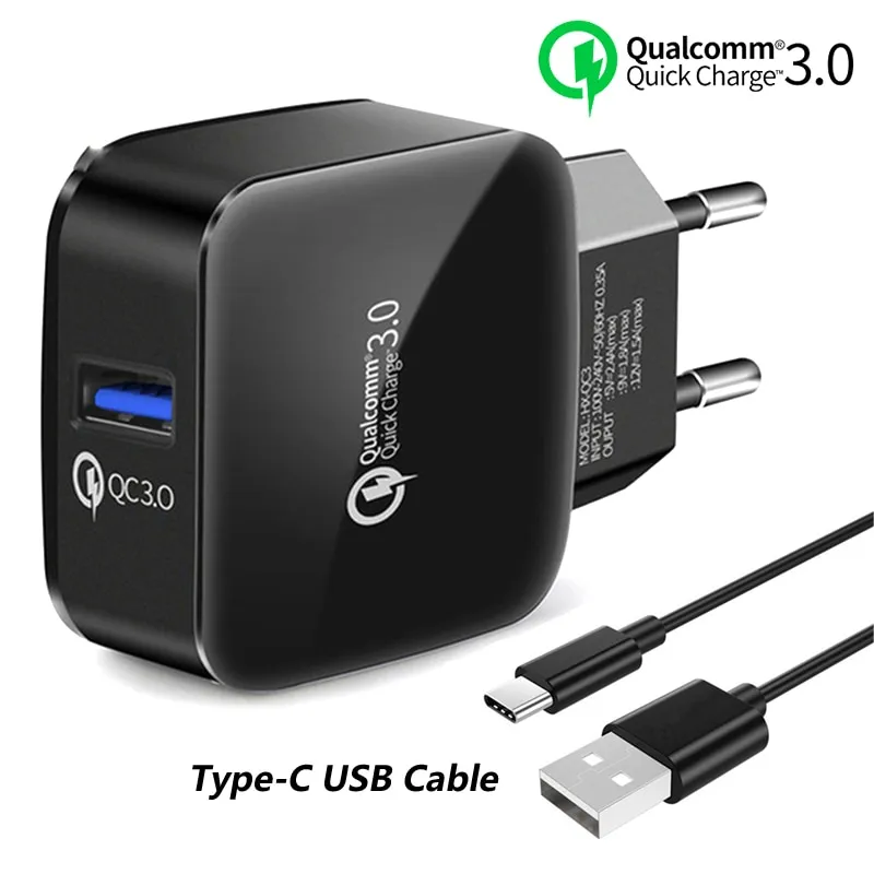 Quick Charge Travel Rapid Charger with USB Type C Charging