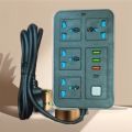Multi Plug Wire Code 4 Power Socket Extension With 3 USB Ports and  1 Type C  port- Black. 