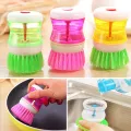 Premium Soap Dispensing Dishwashing Brush Ergonomic Kitchen Cleaning Scrubber with Built-In Soap Dispenser for Effortless and Efficient Dishwashing plastic kitchen cleaning brush wash sponge holder Caddy Soap Pump Dispenser kitchen sink soap. 