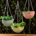 Balcony Chain Hanging Planters Flower Pot Basket Imitation Rattan Weaving Cologo. 