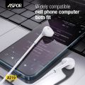 ASPOR A219 Quality Music Earphone With Mic For Mobile Phone Universal 3.5mm Noise Canceling Stereo Hands-free Headphones. 