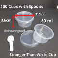 Mini Dessert Cup Yoghurt Cup Size with Lid + Spoons Set of 100 Cups CLEAR. 