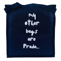 Heavy Duty Blue Large Canvas Tote Bag with Zipper "PRADA ALTERNATIVE" - 14.5 (L) * 3 (W) * 16 (H) inches (Holds up to 15kg). 