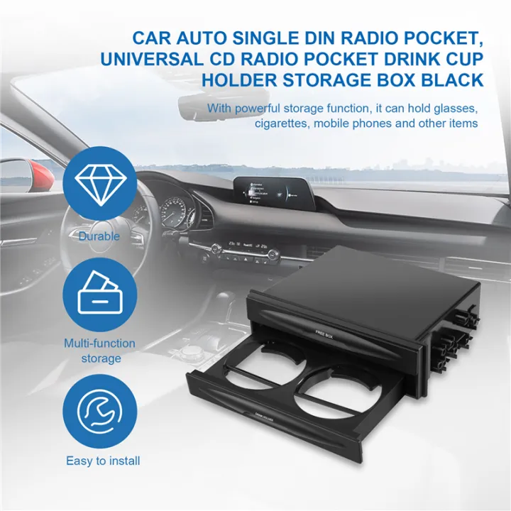 Car%20Universal%20Cd%20Radio%20Pocket%20Drink%20Cup%20Holder%20Storage%20Box%20Black%20-%20Image%203