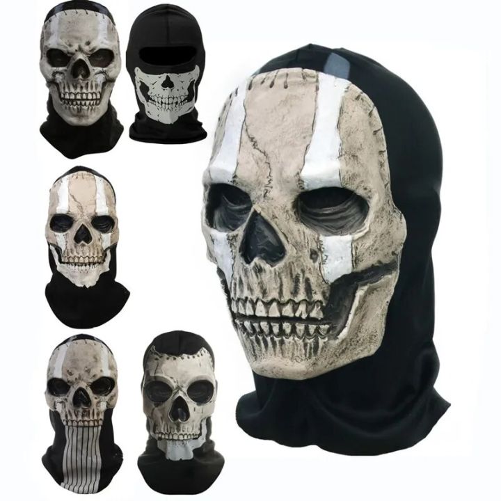 ghost mask Unisex Horror Skull Mask Ghost Call of Duty Latex Headgear Helmet Cosplay Perform Party Masquerade Prop HalloweenParty Games Crafts