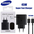 Linman Original Samsung 45W Super Fast Charger USB-C For Galaxy S22 S2【2025 Version】1 S20 Ultra S10 S9 S8 Plus Note20 10+ Quick Adapter TYPE C Cable. 