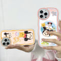 Super Case For iPhone 6S Cute Mickey and Minnie Disney Clear Cartoon Cases Soft Silicone Full Rubber Back Cover Moble Phone Tpu Transparent Curly Wave Hybrid Shockproof Casing For Girls Ring+ Free Holder. 