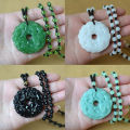 Fashion Green Jade Hand-Carved Dragon Hollow Jade Pendant Necklace Multicolor Chinese Amulet Women Mans Lucky Jewelry Gift. 