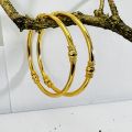 Gold plated fashion jewelry one pair plan bangle with Lightweight Cute bangles for Women and Girl. 