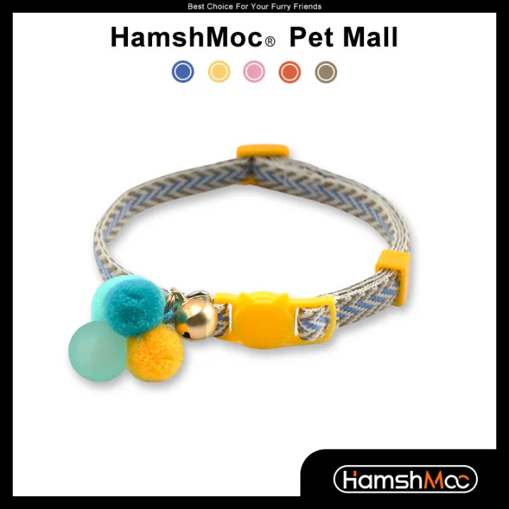 HamshMoc Safety Breakaway Cat Collar for Quick Release with Bell Luminous Ball Soft Adjustable Pet Kitten Collars Necklace