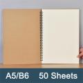 A5 size Spiral coil sketchbook Recyclable B6 size Coil-bound Kraft paper notebook Retro Kraft paper Sketch painting diary for Artists Students Drawing -taking Scrapbooking. 