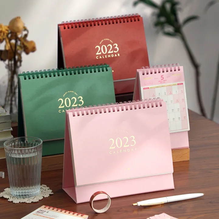 2023 Ins Solid Color Calendar Simple Desktop Calendar Daily Schedule Planner Office School Medium Small With Two Free Stickers