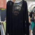Beach Blouse Loose Cross Back Long Sleeve Thin Sneaky Design Backless Sun Protection T T-shirt Women's Summer Pullover Air Conditioner. 