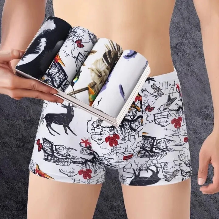 4pcs/set%20Mens%20Panties%20Seamless%20Printed%20Underpants%20Man%20Pack%20Shorts%20Boxers%20Underwear%20Mid-waist%20Male%20Fashion%20Boxer%20Large%20Size%20L-4XL%20-%20Image%202
